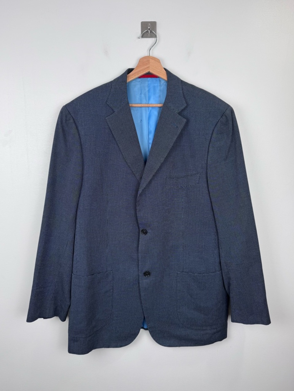 Isaia Men Cotton Blue Blazer Suit Jacket Size‎ EU 56L US 46L